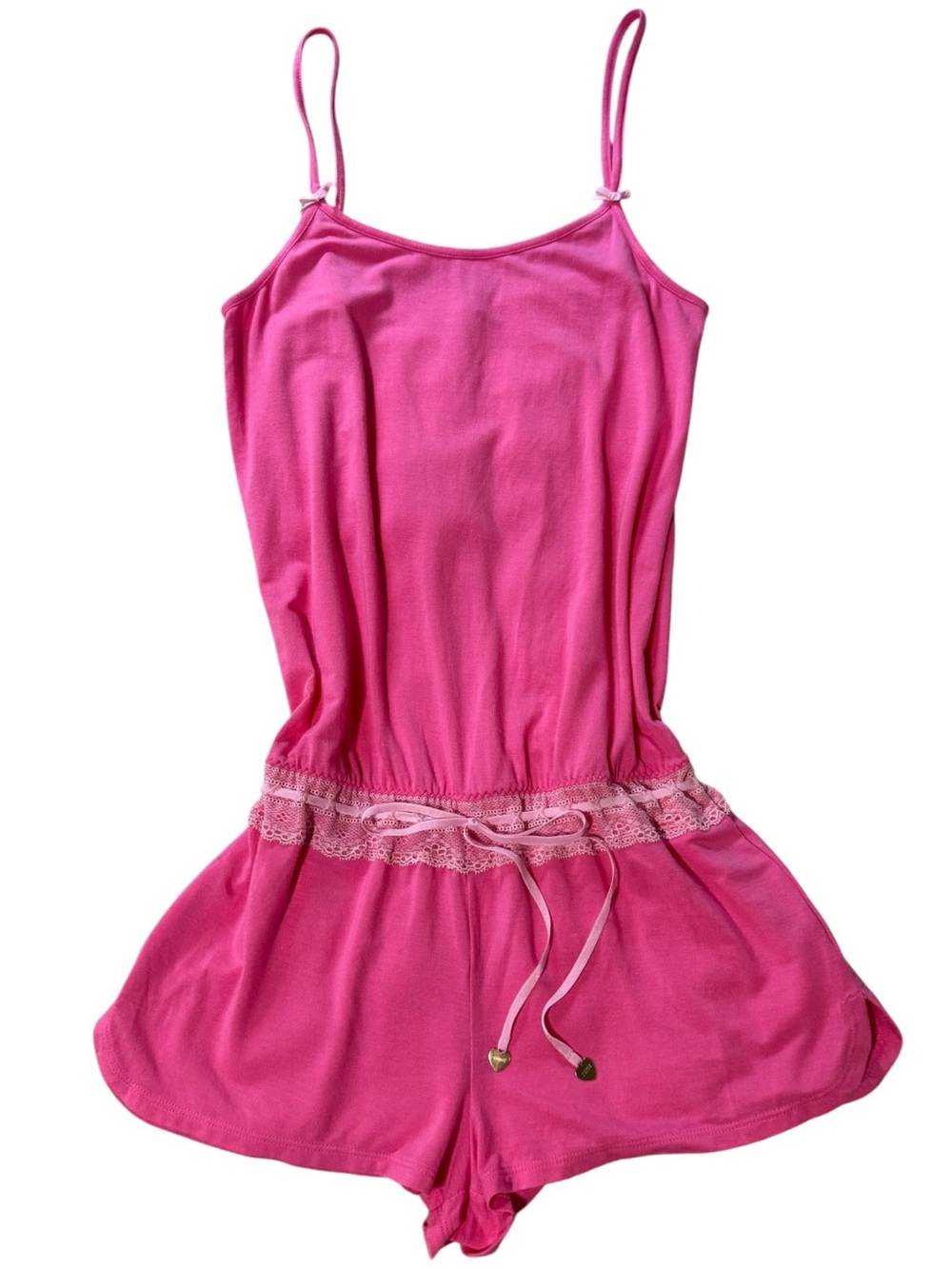 NWT Juicy Couture Intimates Pink Romper Lace Heart Charms Size S
